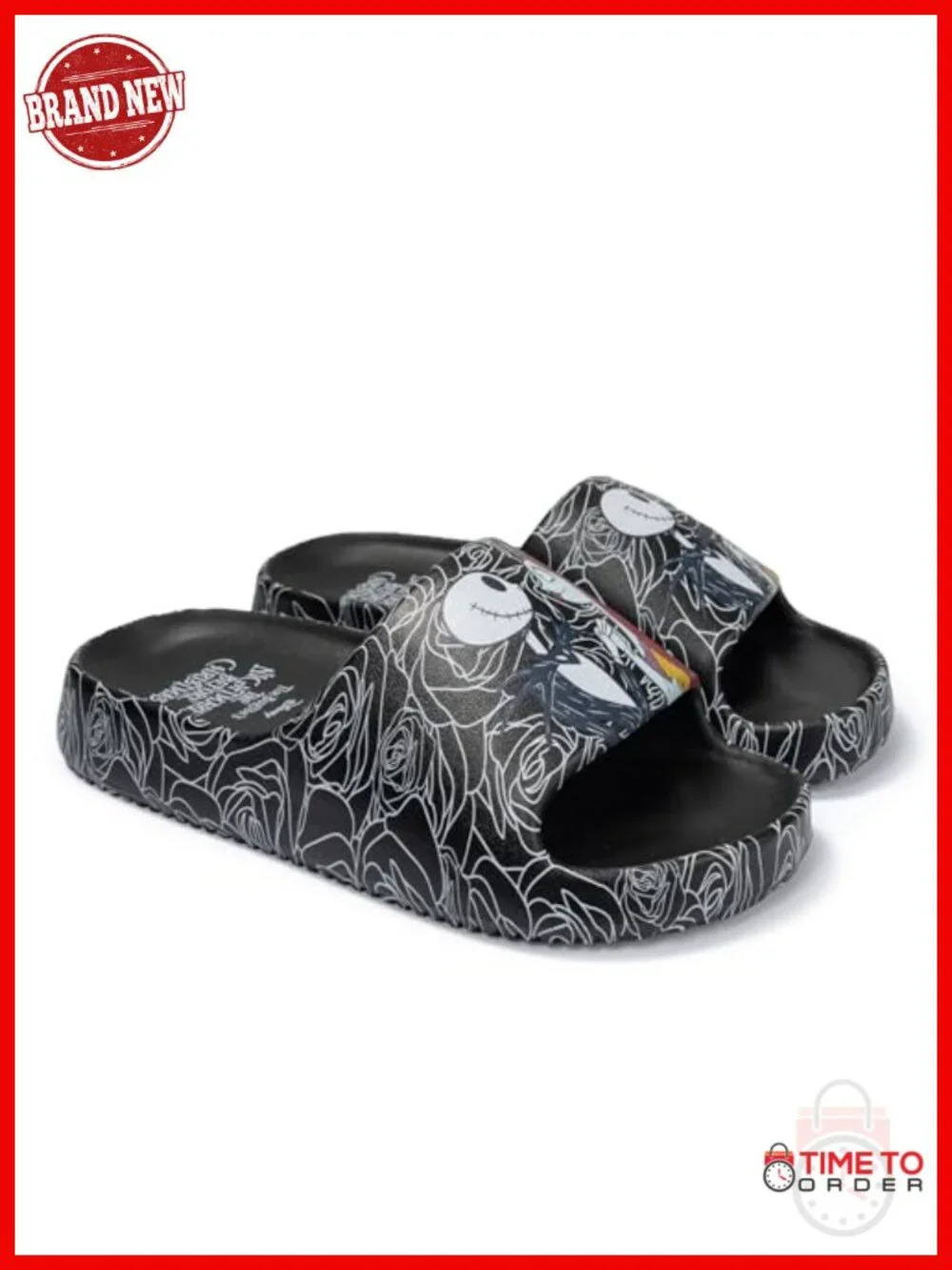 Jack Skellington Sally Rose Print Pool Slides Sandals EVA Quick-Dry Open Toe